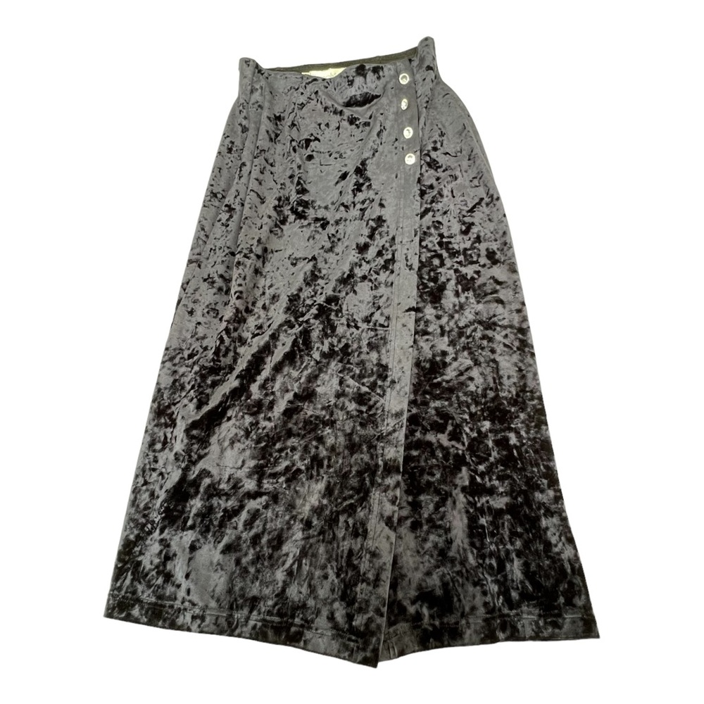 Cache Black Velour VTG Long MIDI Skirt Gothic Witchy Dark Romantic